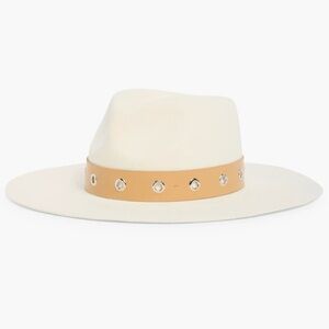 100% Wool Wide Brim Panama Hat with Grommet Studded Band